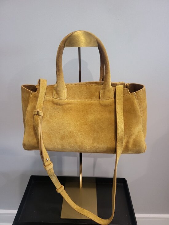 Zara Handbags - Zara mini split suede city bag in yellow